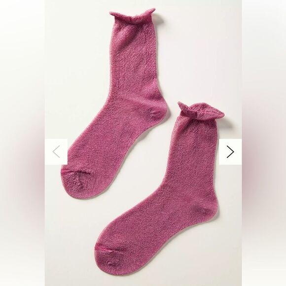 Anthropologie Ruffle Lurex Glitter Socks Pink Glitter - Picture 2 of 4